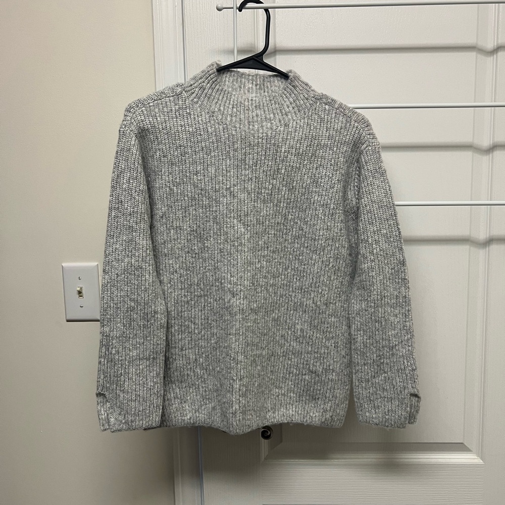 LOFT Mock Neck Light Gray Sweater